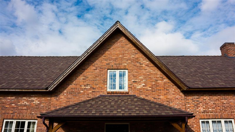 Brick gable end under a peaked roof