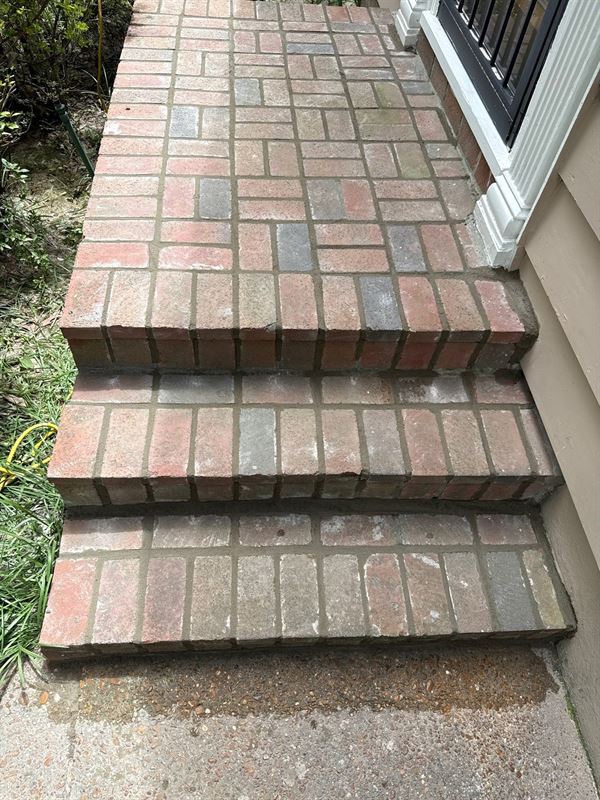 Rebuilt solid brick front steps after Madewell Masonry repair