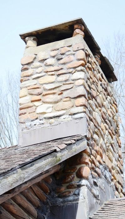 Stone Brick Chimney view from below