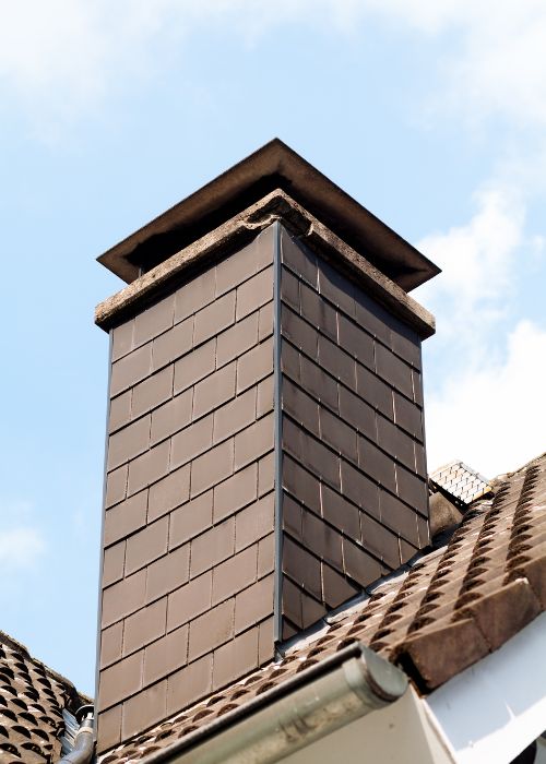 Brown Chimney chase and cap - Madewell Masonry